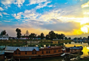A beautiful sunset view of the river Jhelum
