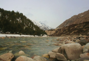 Beautiful view of the Himalayas with the Sutlej