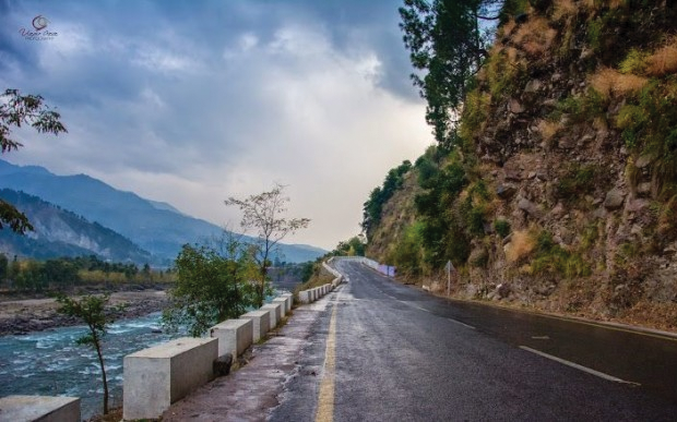 Naran Road adjacent to an attractive view of the Kunhar River