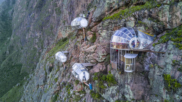 Capsules suspended in the air at high altitudes